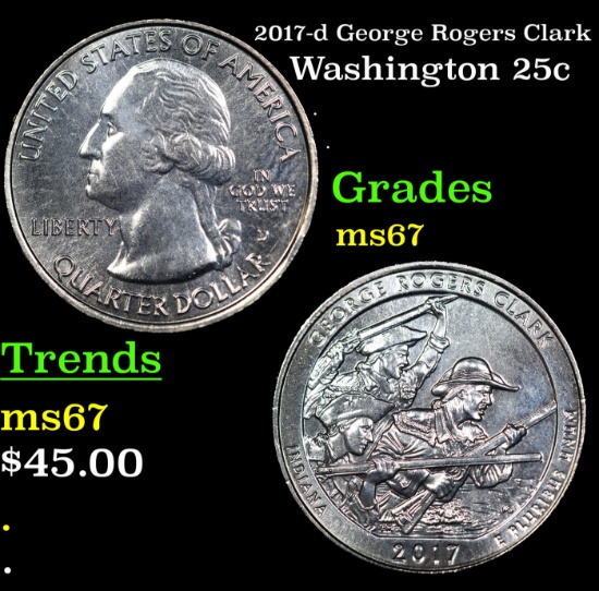 2017-d George Rogers Clark Washington Quarter 25c Grades GEM++ Unc