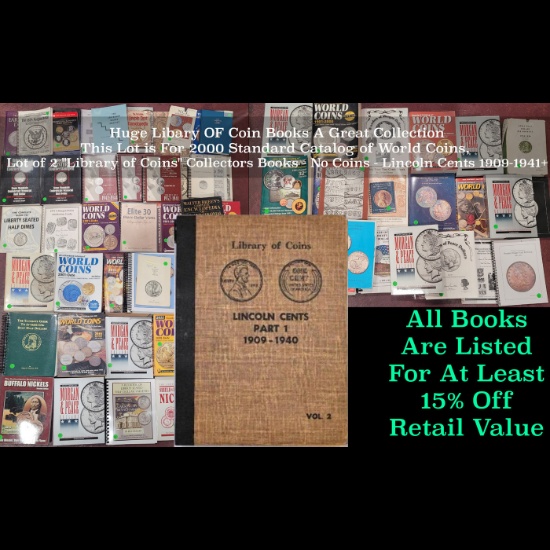 Lot of 2 "Library of Coins" Collectors Books - No Coins - Lincoln Cents 1909-1941+
