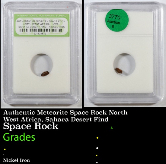 Authentic Meteorite Space Rock North West Africa, Sahara Desert Find Graded BY INB