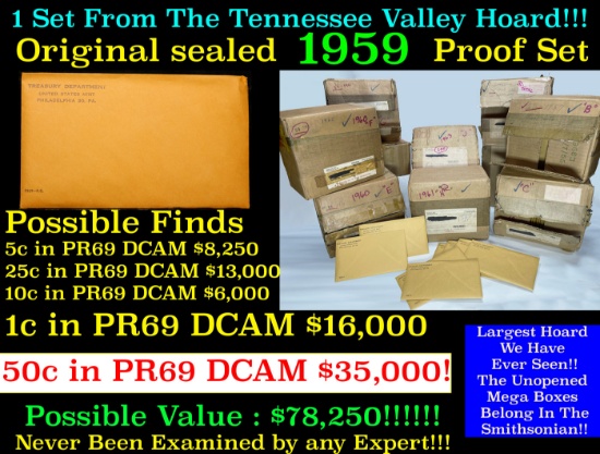 Original sealed 1959 United States Mint Proof Set Tennessee Valley Hoard