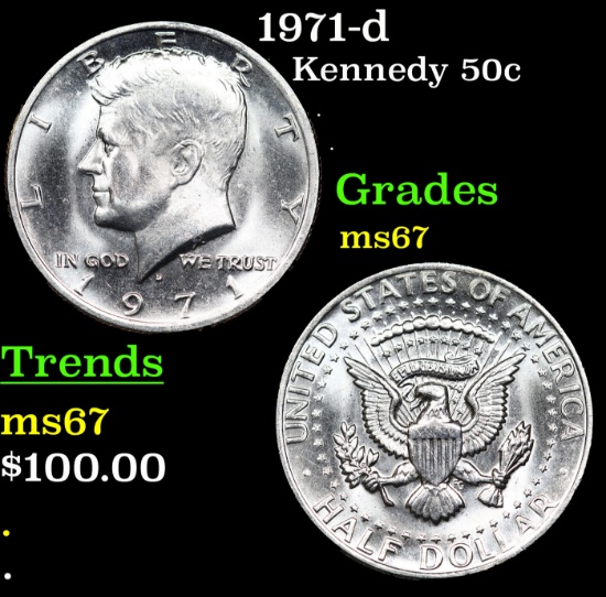 1971-d Kennedy Half Dollar 50c Grades GEM++ Unc