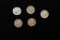 Lot of Five Coins- 1919-d, 1925-s, 1929-p, 1934-p, 1941-p Mercury Dime 10c Grades