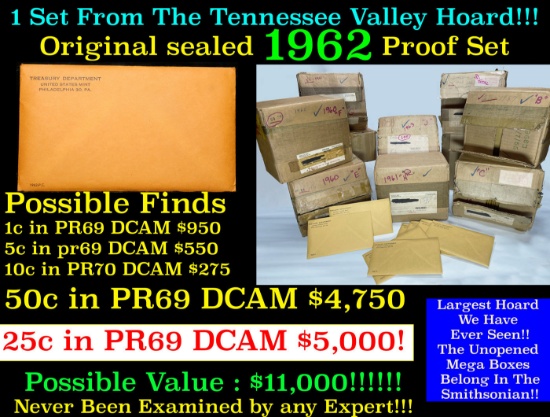 Original sealed 1962 United States Mint Proof Set Tennessee Valley Hoard