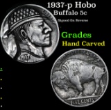 1937-p Hobo Buffalo Nickel 5c Grades Hand Carved