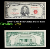 1963 $5 Red Seal United States Note Grades vf++