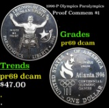 Proof 1996-P Olympics Paralympics Modern Commem Dollar 1 Grades GEM++ Proof Deep Cameo