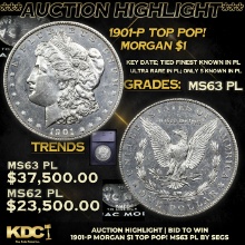 **Auction Highlight**1901-p Morgan Dollar TOP POP!