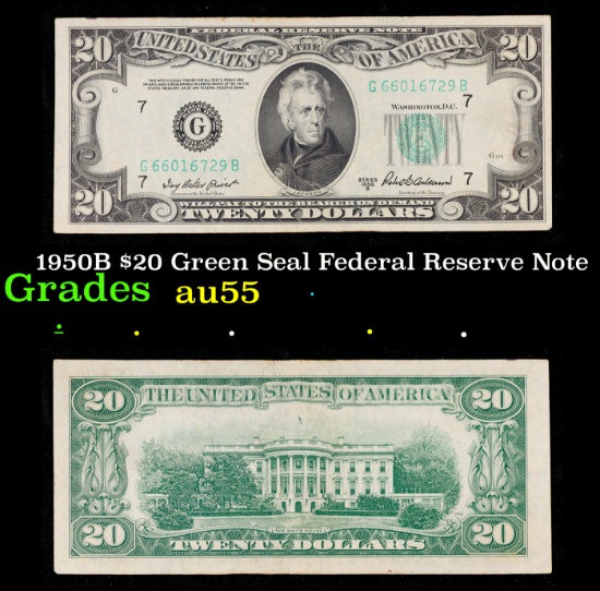 1950B $20 Green Seal Federal Reserve Note Grades Choice AU
