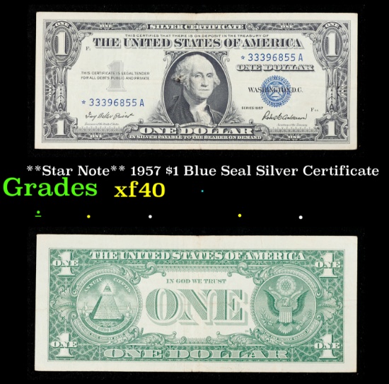 **Star Note** 1957 $1 Blue Seal Silver Certificate Grades xf