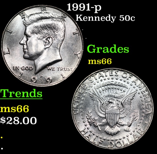 1991-p Kennedy Half Dollar 50c Grades GEM+ Unc