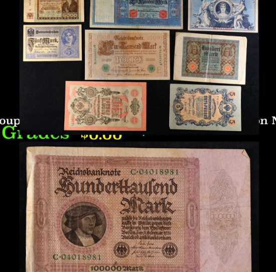 Group of 9 Early 1900's Russian Hyperinflation Notes