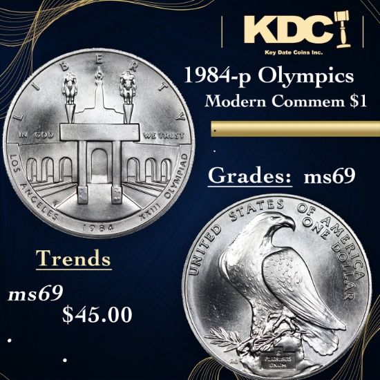 1984-p Olympics Modern Commem Dollar $1 Grades ms69