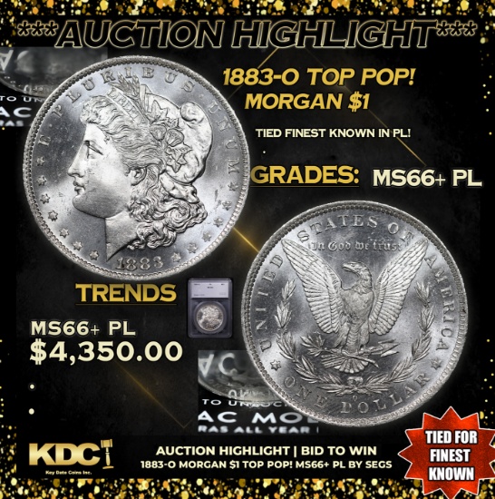 ***Auction Highlight*** 1883-o Morgan Dollar TOP POP! $1 Graded ms66+ PL By SEGS (fc)