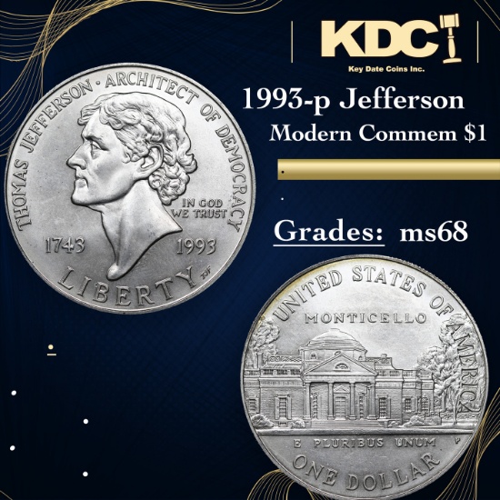 1993-p Jefferson Modern Commem Dollar $1 Grades GEM+++ Unc