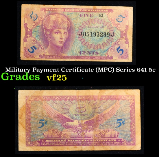 Military Payment Certificate (MPC) Series 641 5c Grades vf+