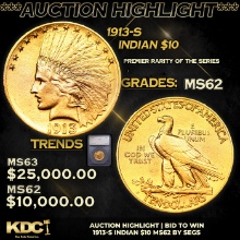 ***Auction Highlight**1913-s Gold Indian Eagle $10