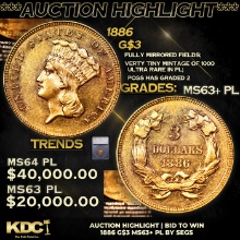 ***Auction Highlight*** 1886 Three Dollar Gold 3