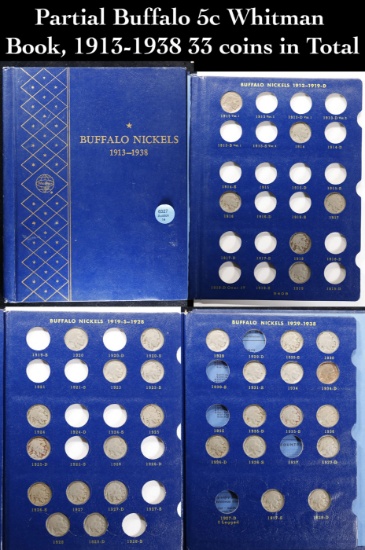 Partial Buffalo 5c Whitman Book, 1913-1938 33 coins in Total