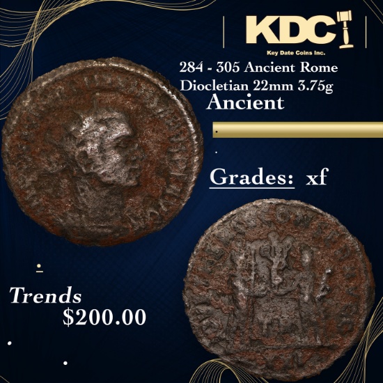 284 - 305 Ancient Rome Diocletian 22mm 3.75g  Ancient Grades xf