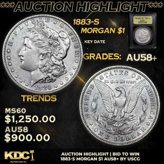 ***Auction Highlight*** 1883-s Morgan Dollar $1 Graded Choice AU/BU Slider+ By USCG (fc)