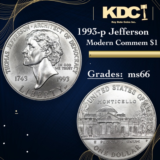 1993-p Jefferson Modern Commem Dollar $1 Grades GEM+ Unc