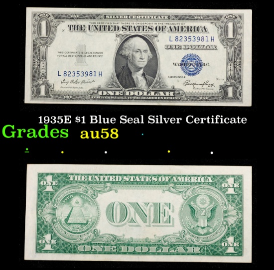 1935E $1 Blue Seal Silver Certificate Grades Choice AU/BU Slider