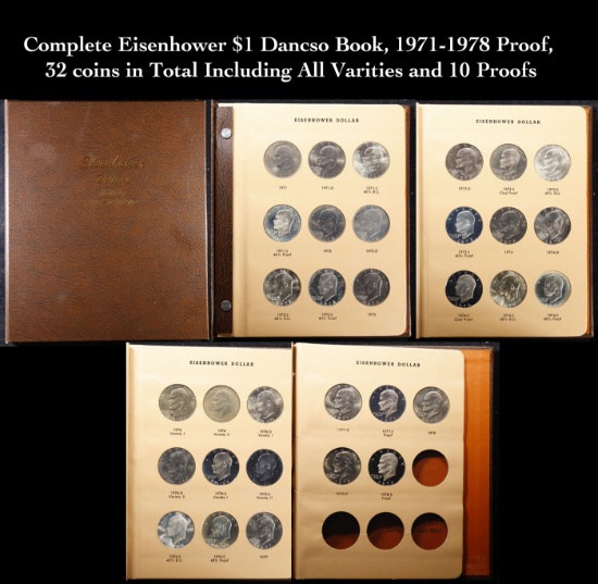 Complete Eisenhower $1 Dancso Book, 1971-1978 Proof, 32 coins in Total Including All Varities and 10
