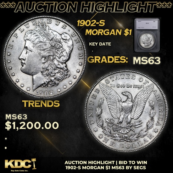 ***Auction Highlight*** 1902-s Morgan Dollar 1 Graded ms63 By SEGS (fc)