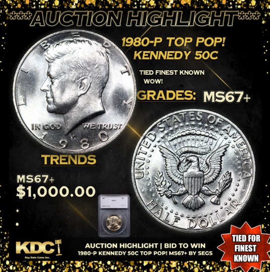 ***Auction Highlight*** 1980-p Eisenhower Dollar TOP POP! 1 Graded ms67+ BY SEGS (fc)
