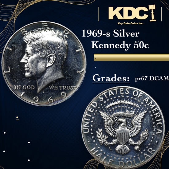 Proof 1969-s Kennedy Half Dollar Silver 50c Grades GEM++ Proof Deep Cameo