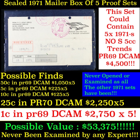 Original sealed box 5- 1971 United States Mint Proof Sets