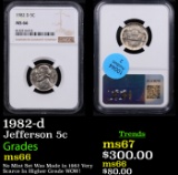 NGC 1982-d Jefferson Nickel 5c Graded ms66 By NGC