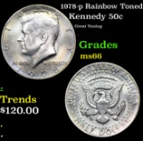 1978-p Kennedy Half Dollar Rainbow Toned 50c Grades GEM+ Unc