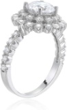 Decadence Sterling Silver 8mm Round Cut Cluster Pave  Ring Size 8