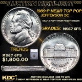 ***Auction Highlight*** 1989-p Near TOP POP! Jefferson Nickel 5c Graded ms67 6fs BY SEGS.