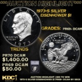 Proof ***Auction Highlight*** 1973-s Silver Eisenhower Dollar $1 Graded pr69+ dcam By SEGS (fc)