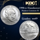1990-w Eisenhower Modern Commem Dollar $1 Grades ms69