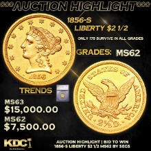 ***Auction Highlight***1856-s Gold Liberty Quarter