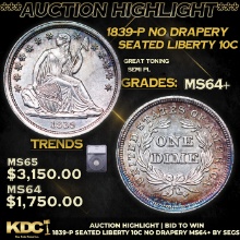 ***Auction Highlight*** 1839-p Seated Liberty Dime