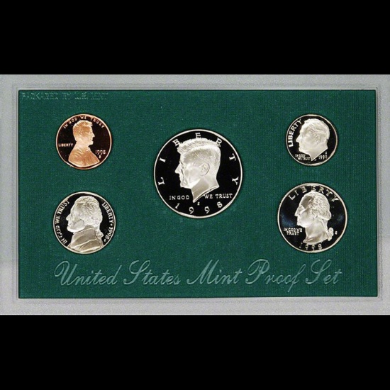 1998 United States Mint Proof Set 5 coins No Outer Box