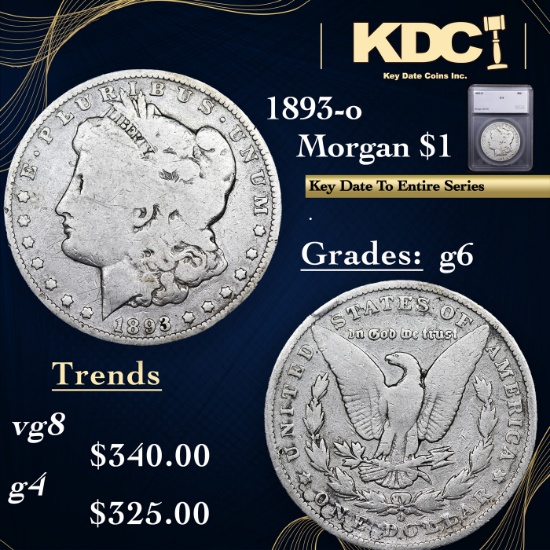 1893-o Morgan Dollar $1 Graded g6 By SEGS