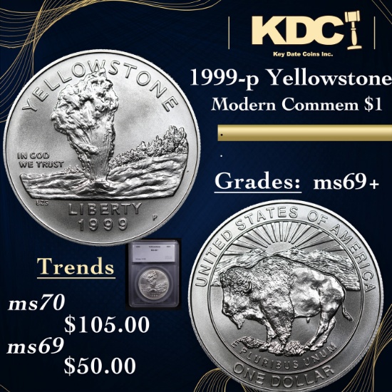 1999-p Yellowstone Modern Commem Dollar 1 Graded ms69+ By SEGS