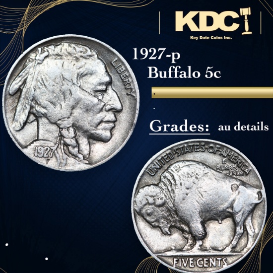1927-p Buffalo Nickel 5c Grades Select AU details