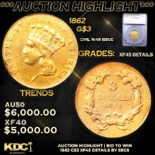 ***Auction Highlight*** 1862 Three Dollar Gold 3