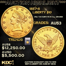 **Auction Highlight**1857-s Gold Liberty Eagle $10