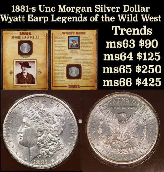 1881-s Unc Morgan Silver Dollar Wyatt Earp Legends of the Wild West Morgan Dollar 1