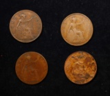 Group of 4 Coins, Great Britain Pennies, 1913, 1917, 1919, 1946 .