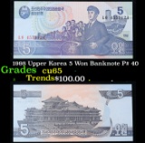 1998 Upper Korea 5 Won Banknote P# 40 Grades Gem CU