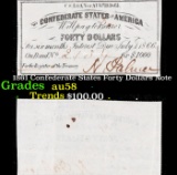 1861 Confederate States Forty Dollars Note Grades Choice AU/BU Slider