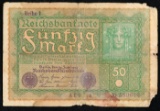 1919 Germany 50 Marks Banknote P# 66 Grades vf details